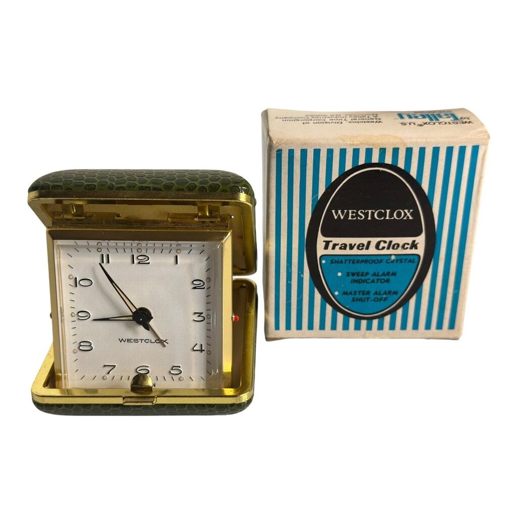 VTG Westclox Travette II‎ 44220 Green Folding Travel Alarm Clock MCM For Parts